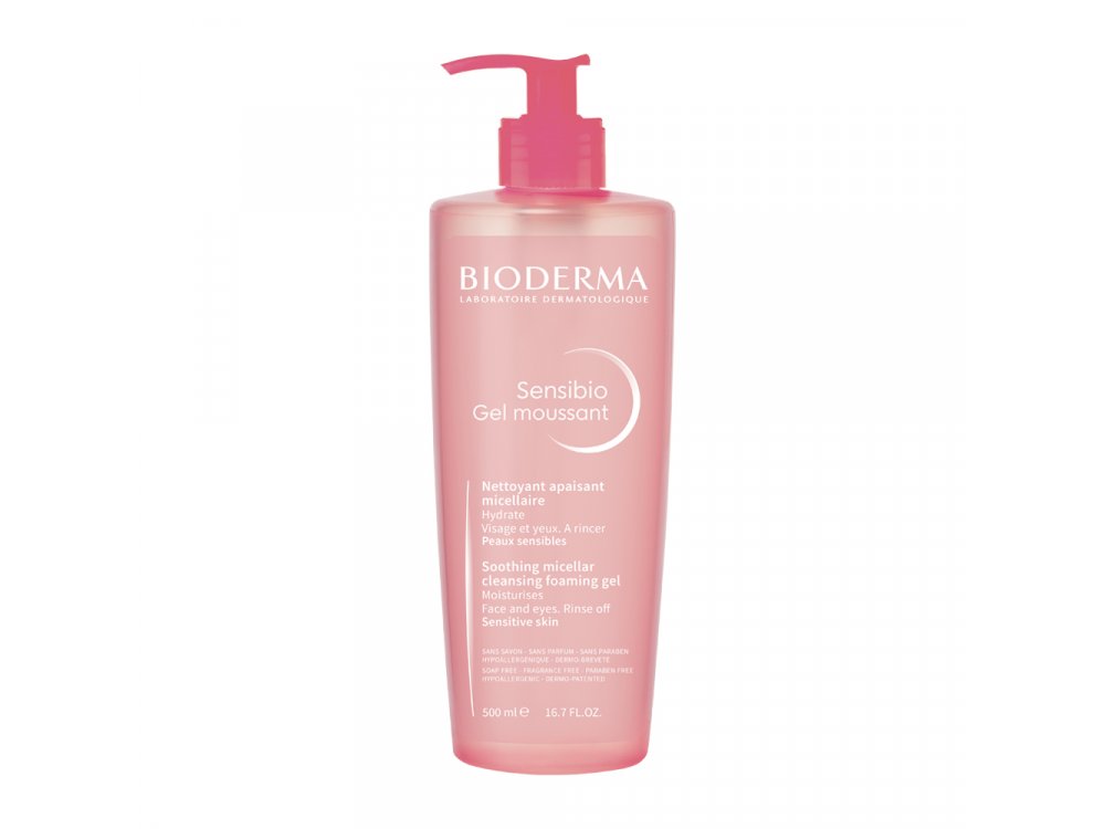 Bioderma Sensibio Gel Moussant, Απαλό Τζελ Καθαρισμού & Αφαίρεσης Μακιγιάζ για Ευαίσθητο Δέρμα, 500ml