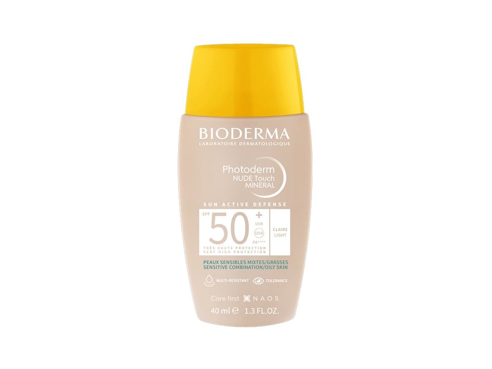 Bioderma Photoderm Nude Touch SPF 50+ Light Λεπτόρρευστο Αντηλιακό με Ελαφριά Κάλυψη & Ματ Αποτέλεσμα για Μεικτό προς Λιπαρό Δέρμα, 40ml