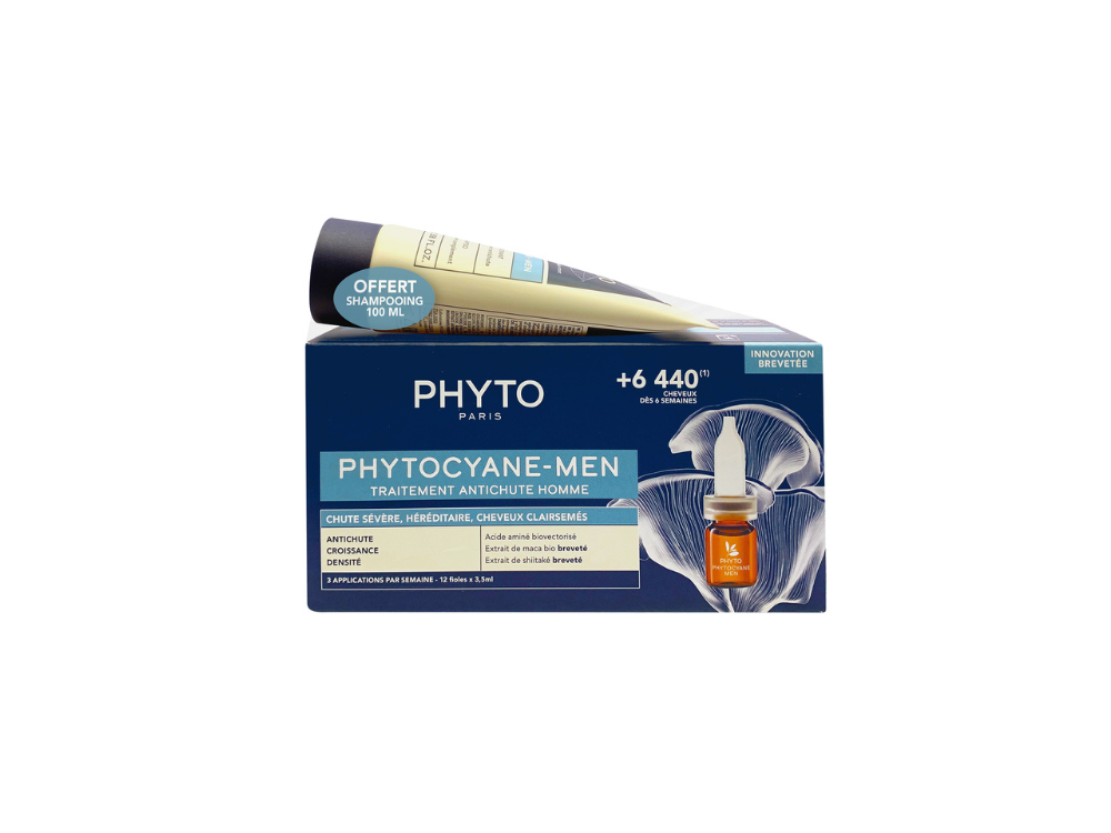 Phyto Phytocyane Promo Anti-Hair Loss Treatment for Men Αγωγή Τριχόπτωσης για Άνδρες, 12amp x 3.5ml & Δώρο Αναζωογονητικό Σαμπουάν, 100ml, 1σετ