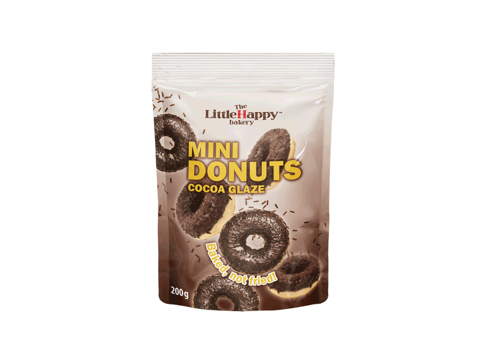 Τhe Little Happy Mini Donuts Cocoa Glaze, Ατομικά Donuts με Επικάλυψη Σοκολάτας, 200g