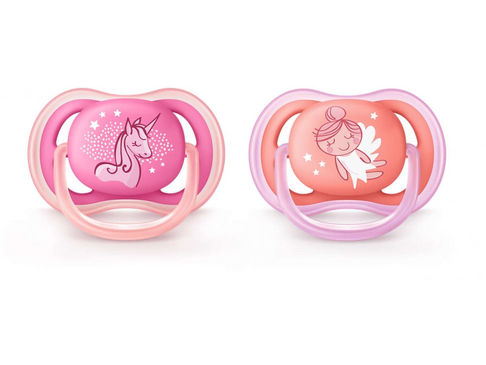Philips Avent Ultra Air Ορθοδοντική Πιπίλα Σιλικόνης, 6-18m, Ροζ & Πορτοκαλί Χρώμα, SCF345/22, 2τμχ
