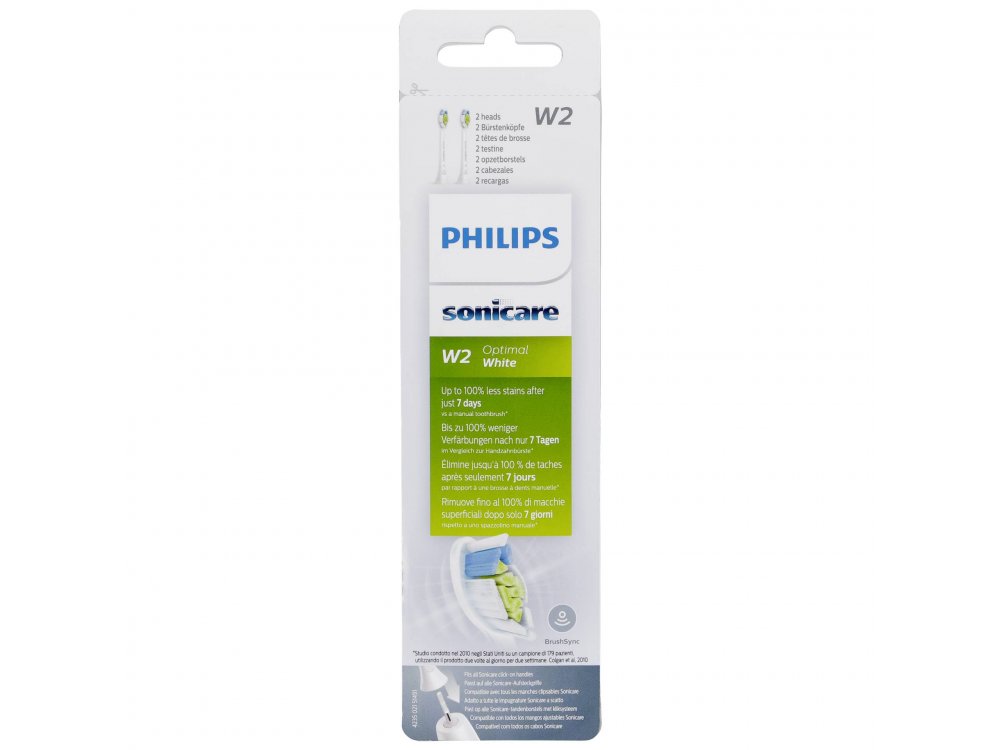 Philips Sonicare W2 HX6062/10 Optimal White, Ανταλλακτικές Κεφαλές Οδοντόβουρτσας, 2τμχ
