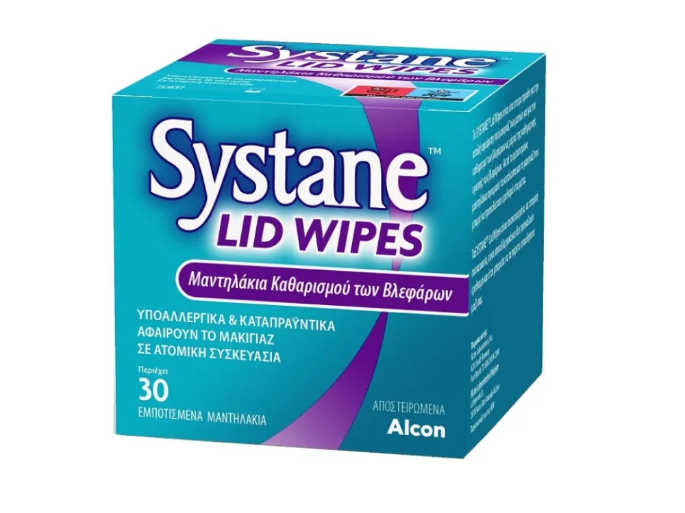 Alcon Systane Lid Wipes Μαντηλάκια Καθαρισμού Βλεφάρων, 30τμχ