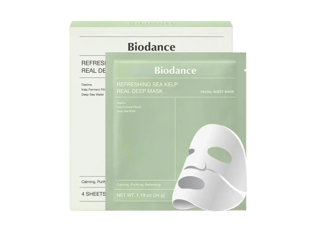 Biodance Refreashing Sea Kelp Real Deep Mask, Αναζωογονητική Μάσκα Βαθιάς Δράσης με θαλάσσια Φύκια - Μάσκα προσώπου υδρογέλης 4τμχ