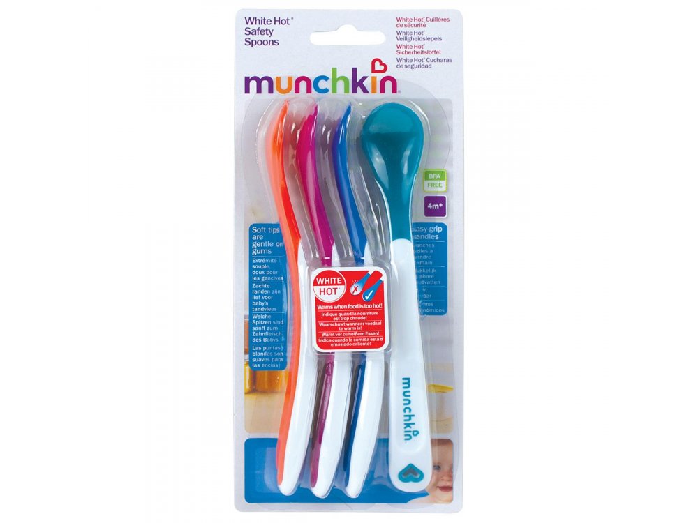 Munchkin Σετ 4 Κουταλάκια Με Σύστημα White Hot® που Προειδοποιεί όταν Καίει 4m+, 4τμχ