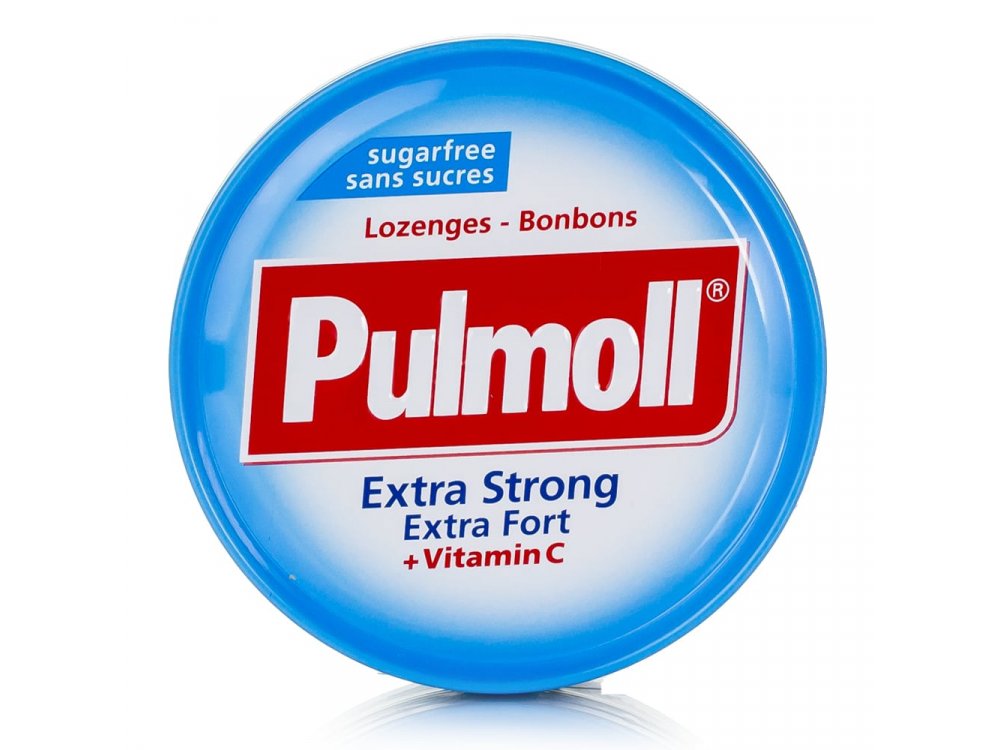 Pulmoll Καραμέλες Extra Strong Μέντα & Βιταμίνη C για το Βήχα, τον Πονόλαιμο, την Τόνωση Ανοσοποιητικού & την Απελευθέρωση της Αναπνοής, Χωρίς Ζάχαρη, 45gr