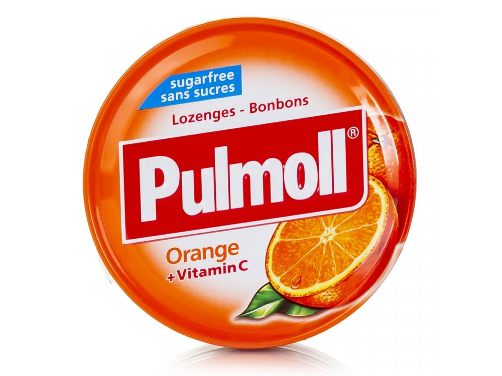 Pulmoll Καραμέλες Πορτοκάλι & Βιταμίνη C για το Βήχα, τον Πονόλαιμο, την Τόνωση Ανοσοποιητικού, Χωρίς Ζάχαρη, 45gr