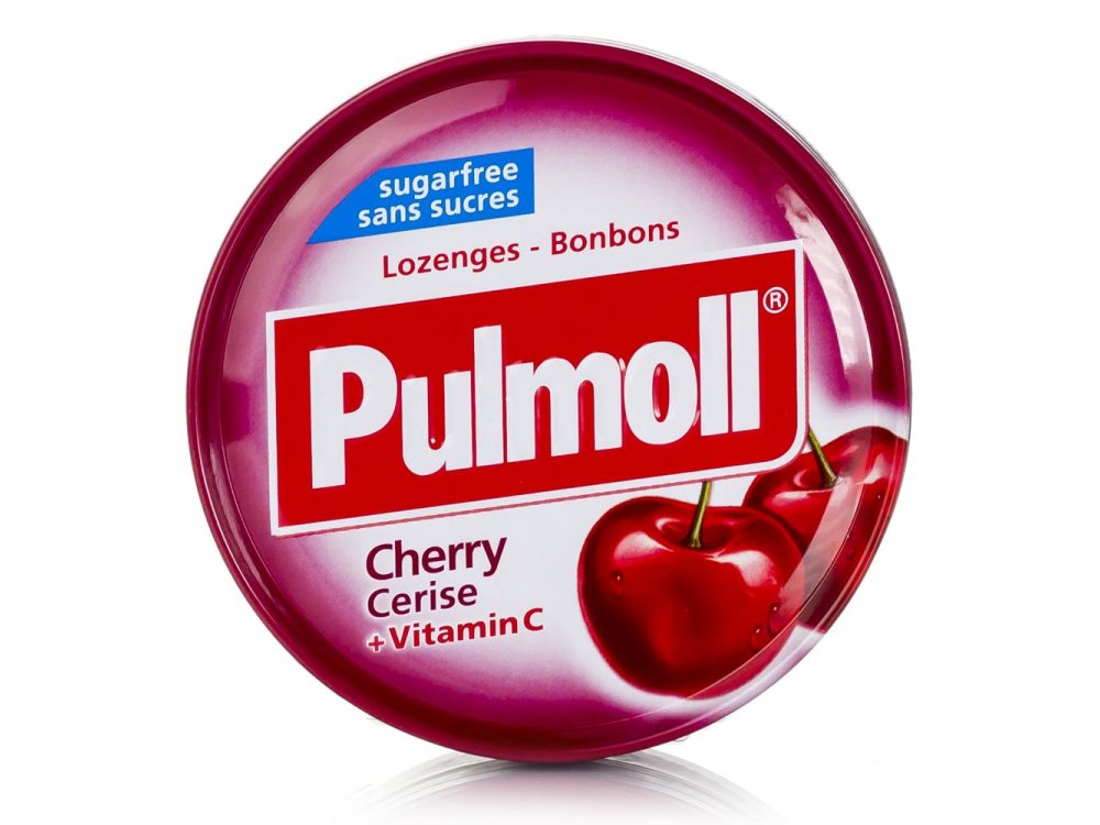 Pulmoll Καραμέλες Κεράσι & Βιταμίνη C για το Βήχα, τον Πονόλαιμο, την Τόνωση Ανοσοποιητικού, Χωρίς Ζάχαρη, 45gr