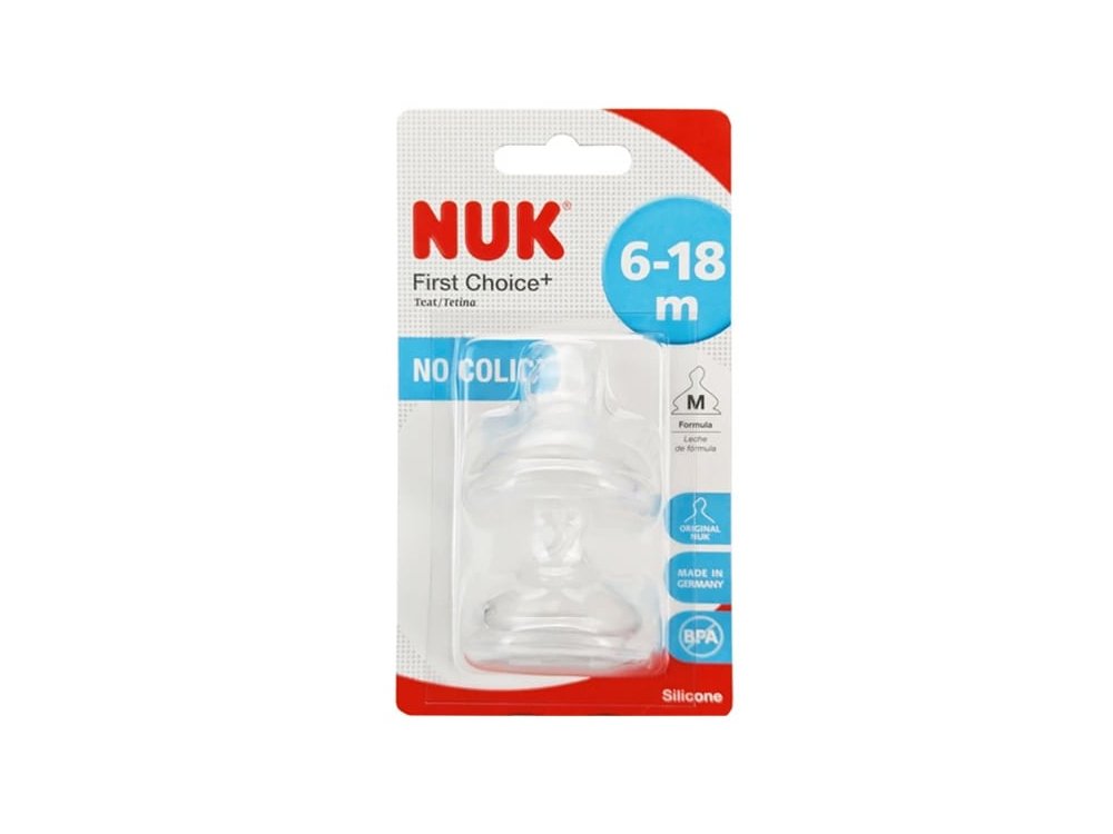 Nuk First Choice+, Θηλές Σιλικόνης No Colic 6-18m, 2τεμ