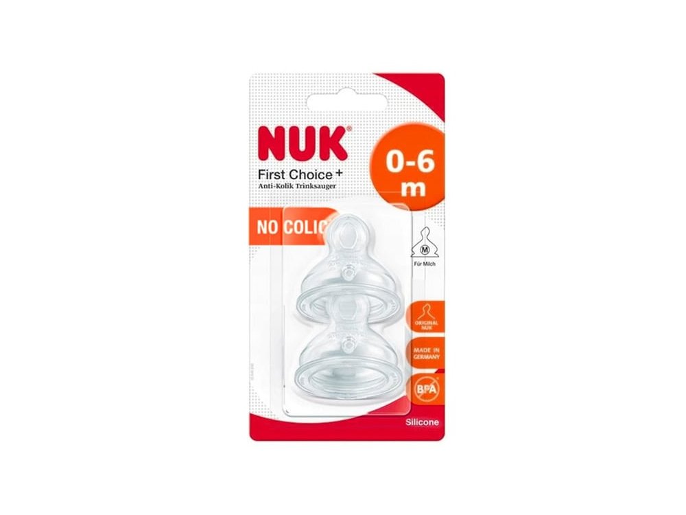 Nuk First Choice+ Θηλές Σιλικόνης No Colic 0-6m, 2τεμ