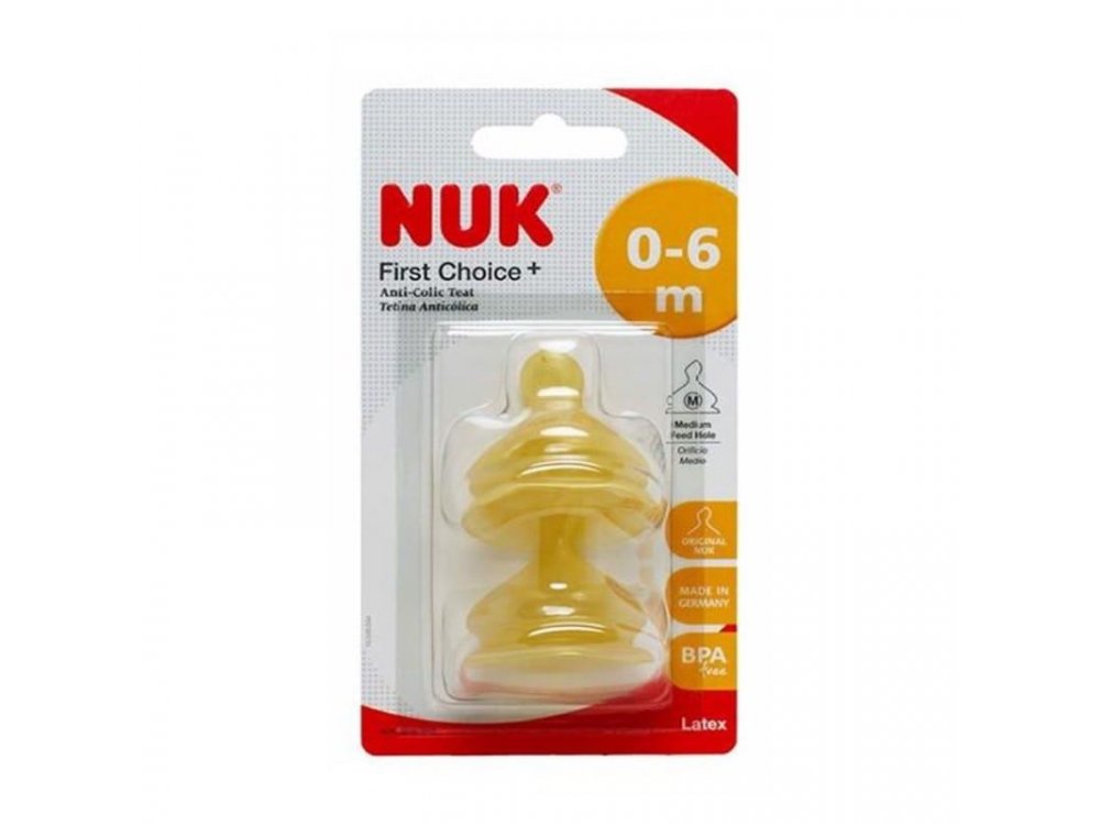 Nuk First Choice+ Θηλή Latex Medium 0-6m, 2τεμ