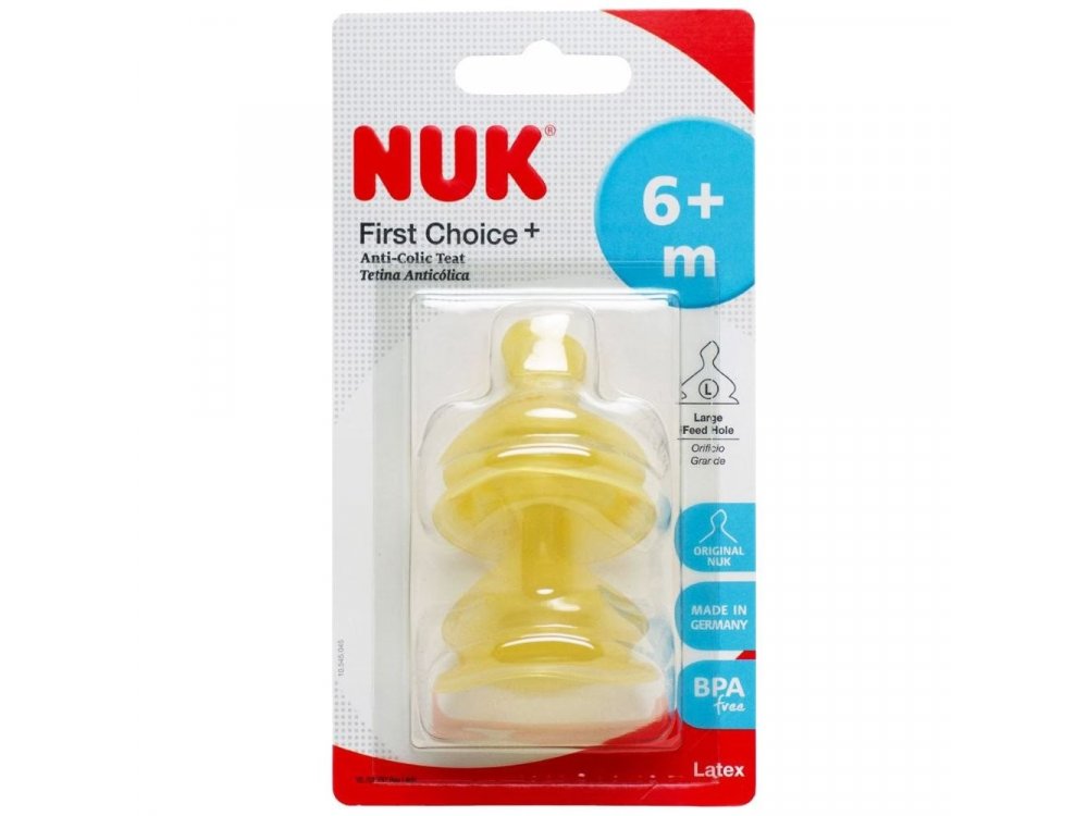 Nuk First Choice+ Θηλή Latex Large 6m+, 2τεμ