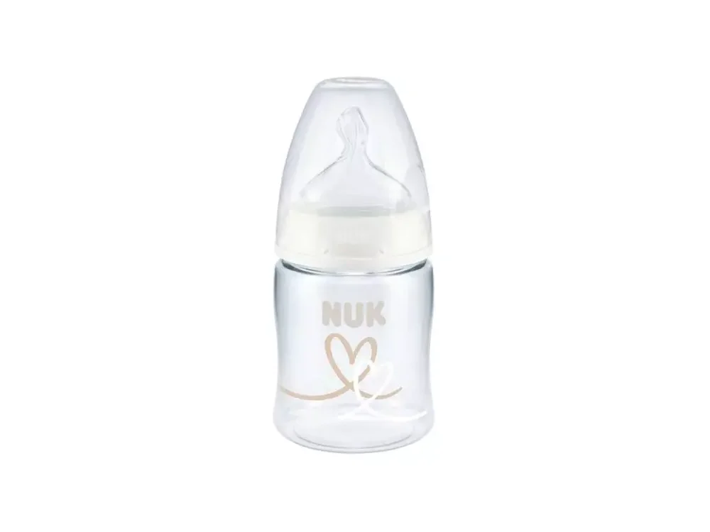 Nuk First Choice+, Πλαστικό Μπιμπερό Σιλικόνης με Δείκτη Θερμοκρασίας Ελέγχου Λευκό 0-6m, 150ml