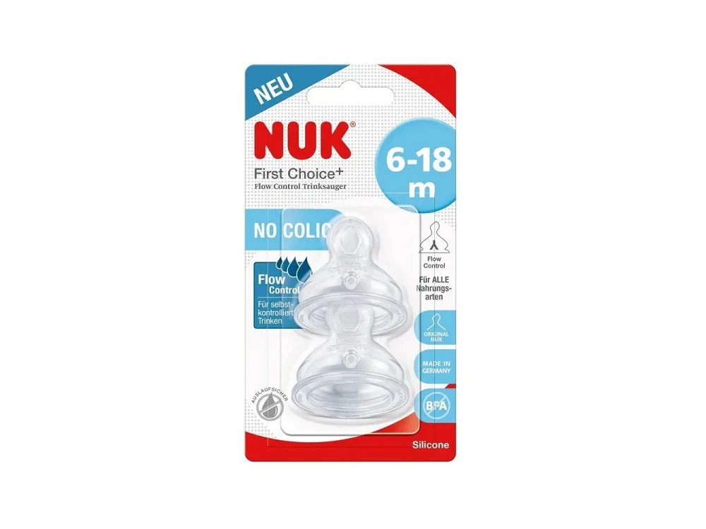Nuk First Choice Plus Θηλές Σιλικόνης Flow Control 6-18m, 2τεμ