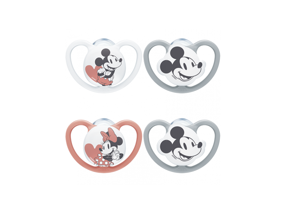 Nuk Space Mickey & Minnie, Ορθοδοντική Πιπίλα Σιλικόνης Μεγ.1 με Θήκη 0-6m, 1τμχ