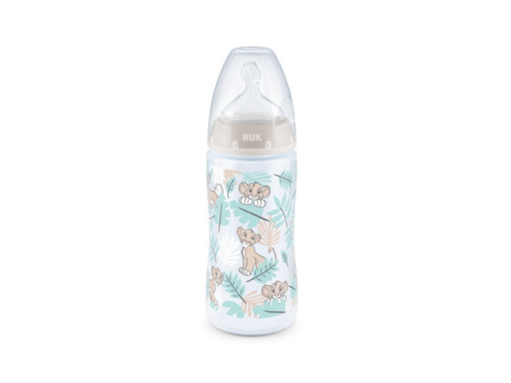 Nuk First Choice Plus Disney The Lion King, Πλαστικό Μπιμπερό με Δείκτη Ελέγχου Θερμοκρασίας 6-18m, 300ml