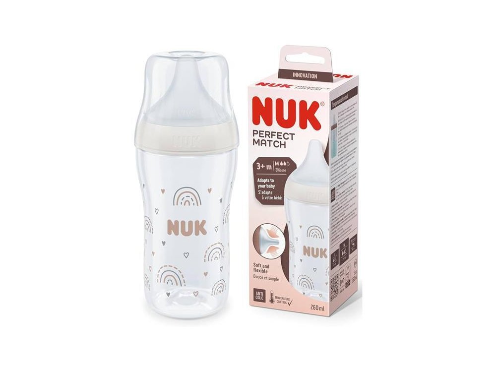 Nuk Perfect Match, Πλαστικό Μπιμπερό Μέγεθος M 3m+, 260ml