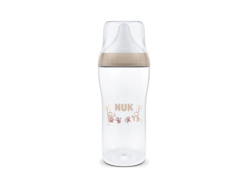 NUK Perfect Match Μπιμπερό Πλαστικό 6m+ με Δείκτη Ελέγχου Θερμοκρασίας με θηλή σιλικόνης Mεγάλης Οπής XL,Χρώμα Μπεζ, 360ml