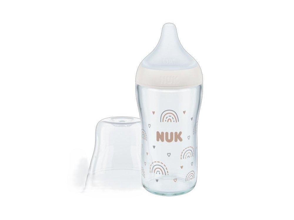 Nuk Perfect Match Temperature Control Γυάλινο Μπιμπερό με Θηλή Σιλικόνης 3m+, 230ml, 1τμχ