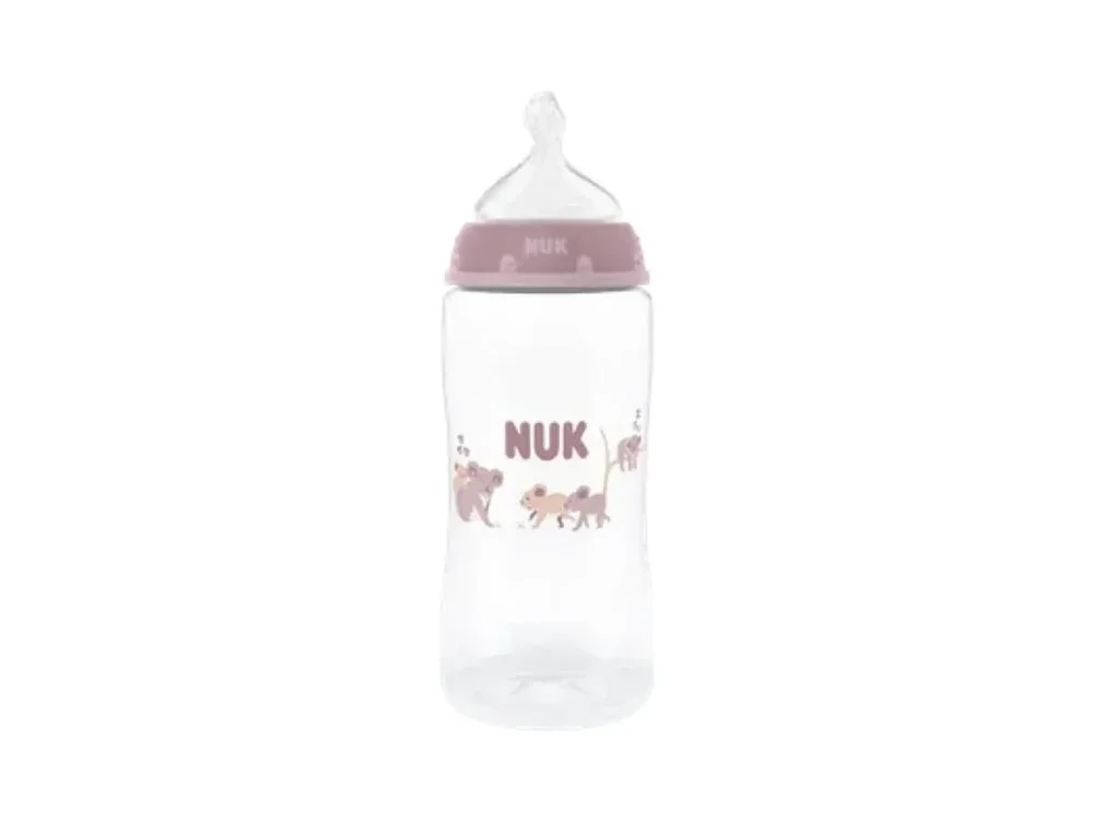 Nuk Μπιμπερό Πλαστικό First Choice Plus PP με Θηλή Σιλικόνης & Ένδειξη Θερμοκρασίας Κοάλα Ροζ 3m+, 300ml