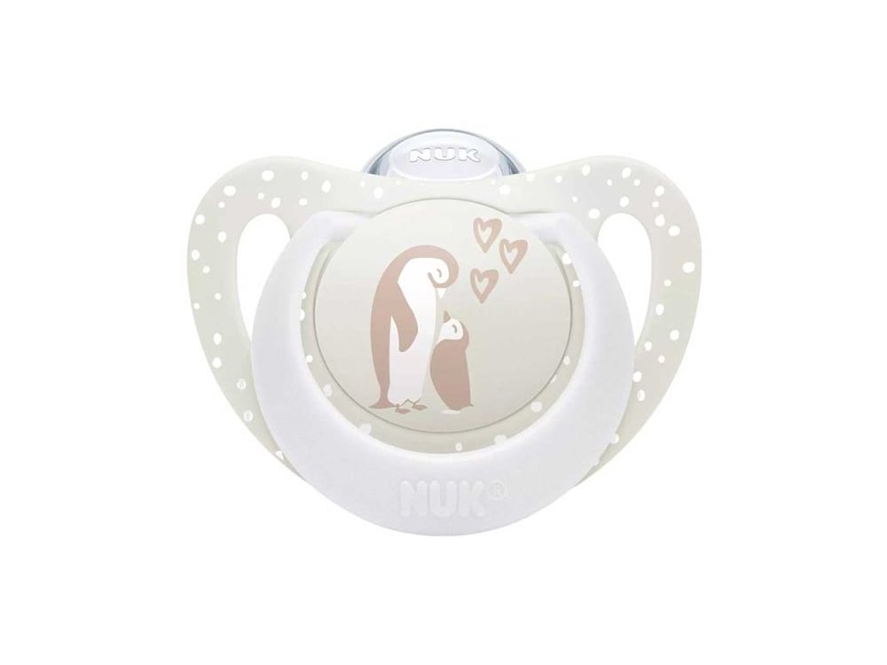 NUK First Choice Πιπίλα Σιλικόνης με Θήκη Πινγκουίνος, 0-6m, 1τεμ