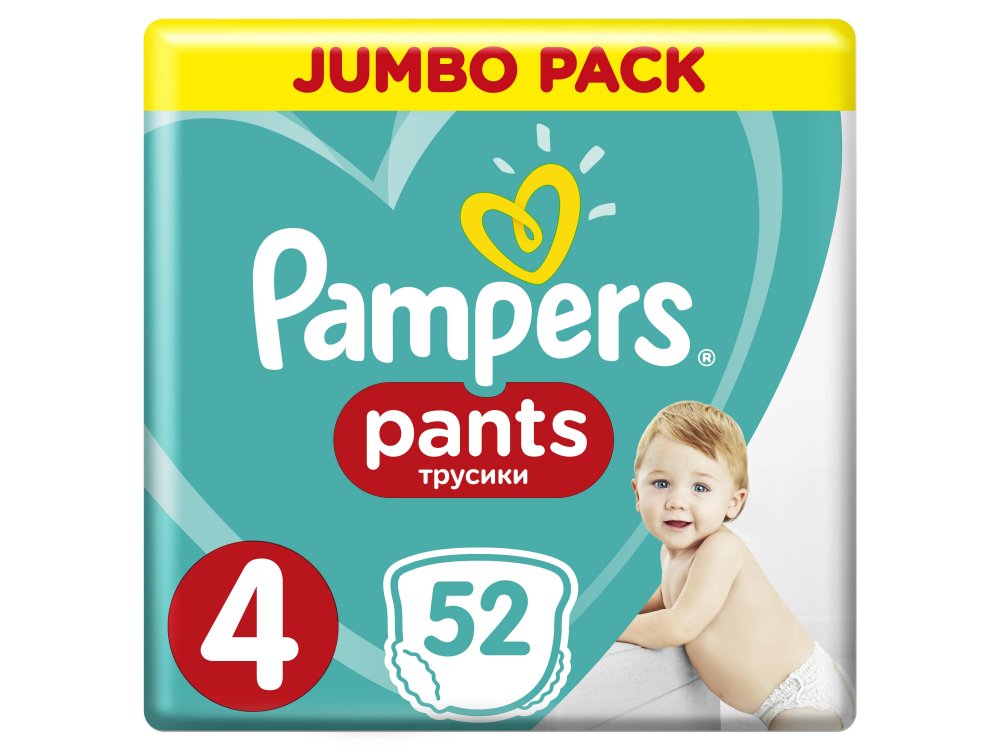 Pampers Pants Jumbo Pack No.4 (Maxi) 8-14 kg Βρεφικές Πάνες Βρακάκι, 52τμχ