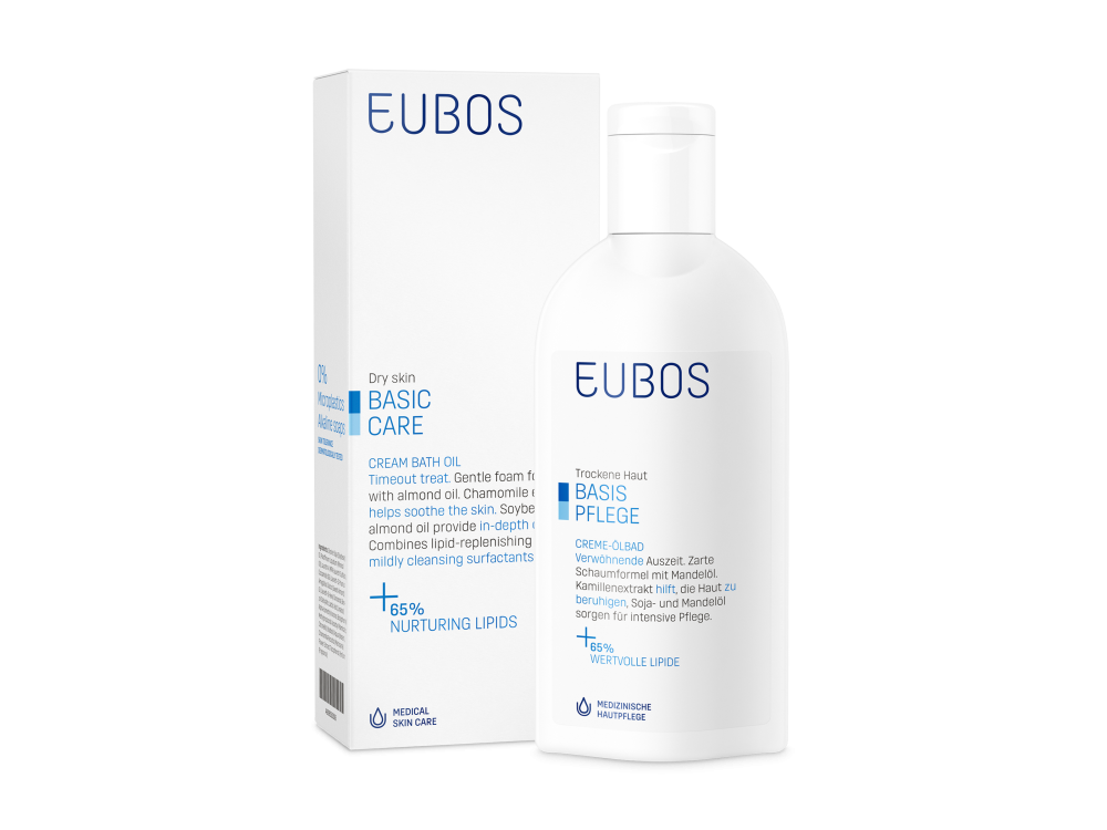 Eubos Cream Bath Oil, Ελαιώδες Αφρόλουτρο για τον απαλό, βαθύ καθαρισμό & την περιποίηση του ξηρού δέρματος, 200ml