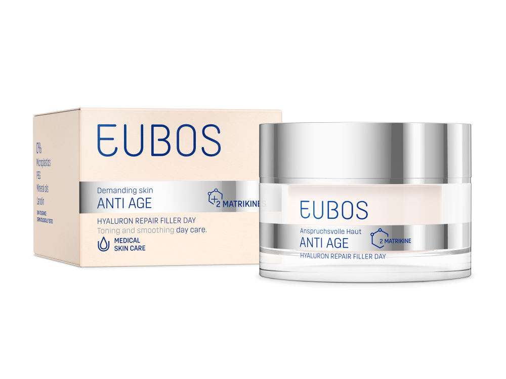 Eubos Anti Age Hyaluron Repair Filler Day, Κρέμα Εντατικής φροντίδας για μείωση των Ρυτίδων με Υαλουρονικό οξύ, 50ml