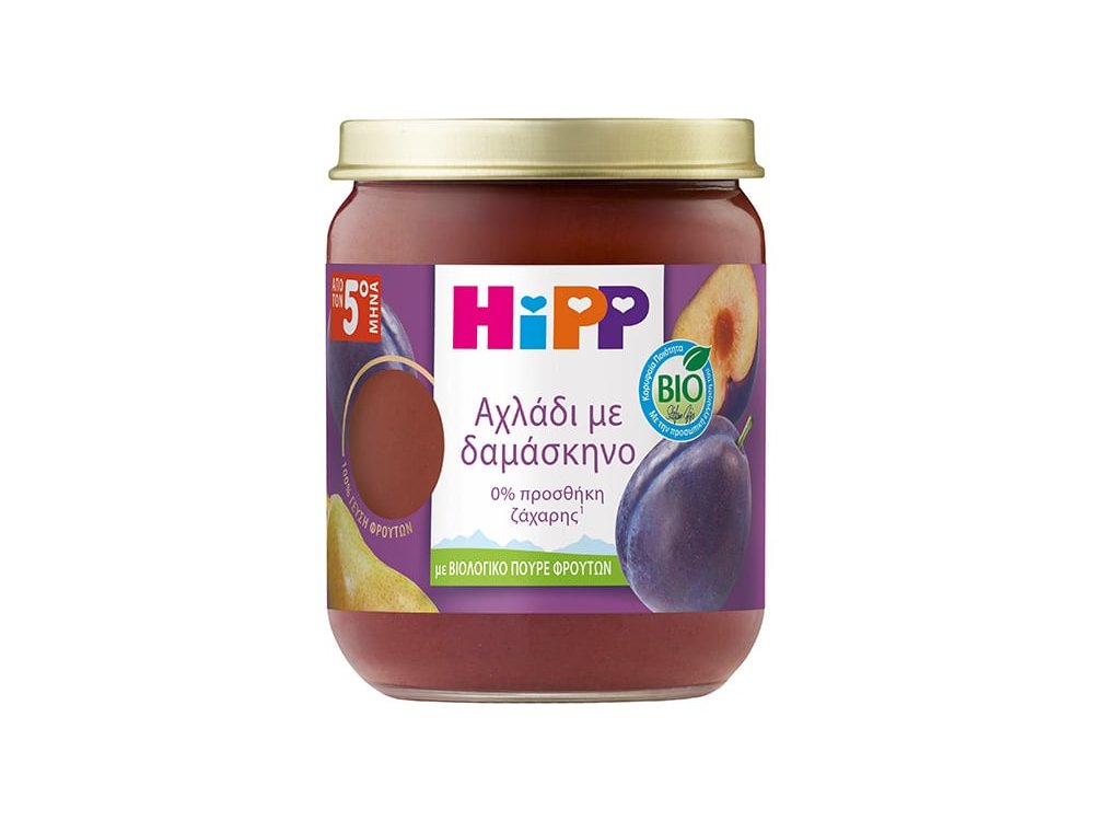 HiPP Βρεφική Φρουτόκρεμα Αχλάδι με Δαμάσκηνο από 5m+, 160g