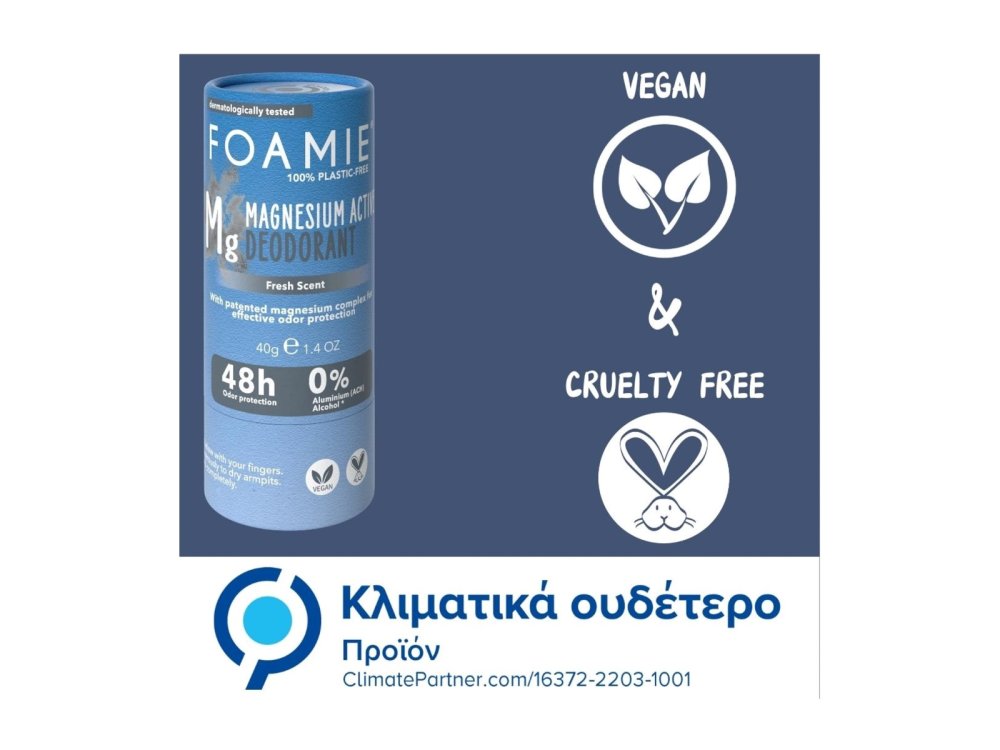 Foamie Solid Deodorant Refresh Στερεό Αποσμητικό σε Μορφή Στικ, 40gr