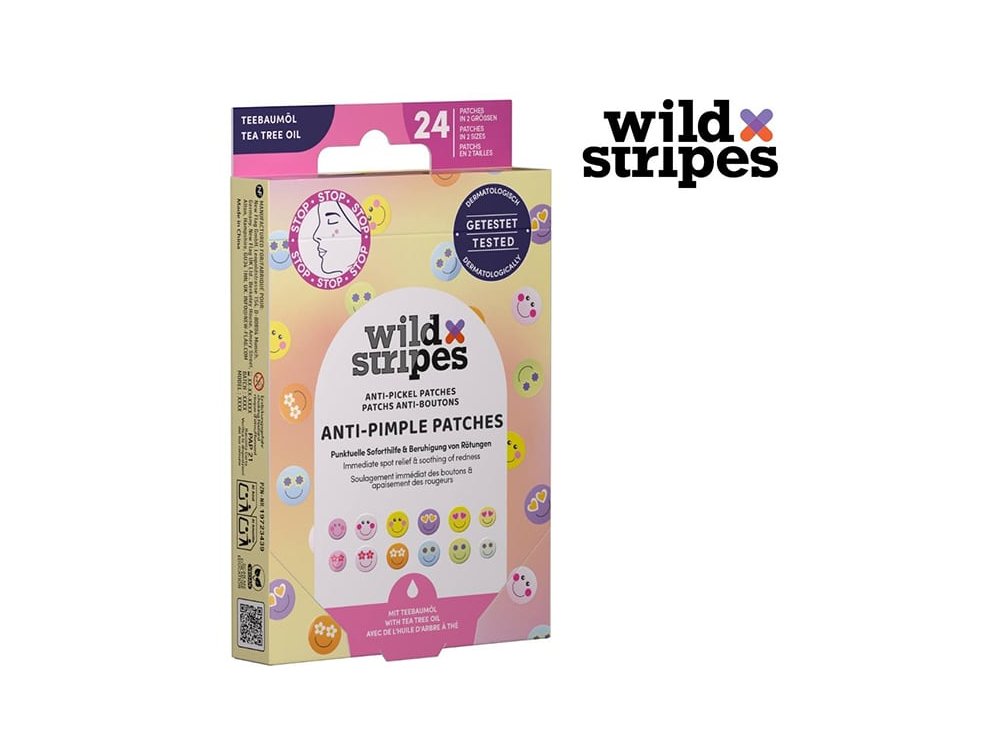 Wild Stripes Anti-Pimple Patches with Tea Tree Oil Επιθέματα για Σπυράκια με Έλαιο Τεϊόδεντρου, 24τμχ