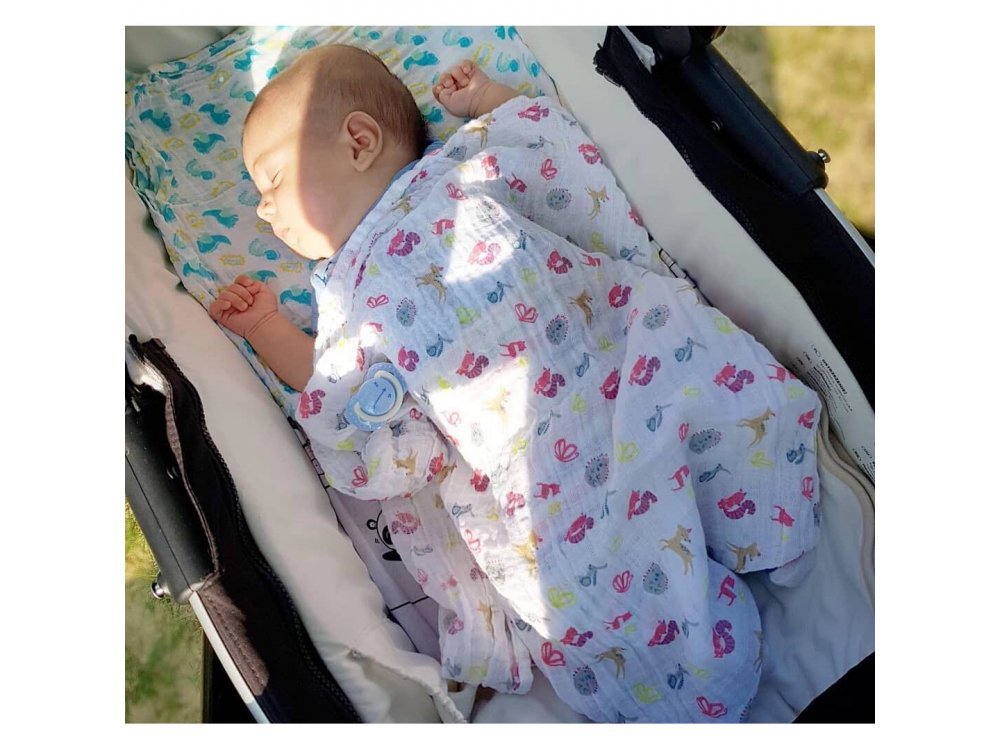 BabyOno Muslin Diapers Super Soft, Σετ 3 απαλές πάνες αγκαλιάς Βαμβακερές, Μώβ