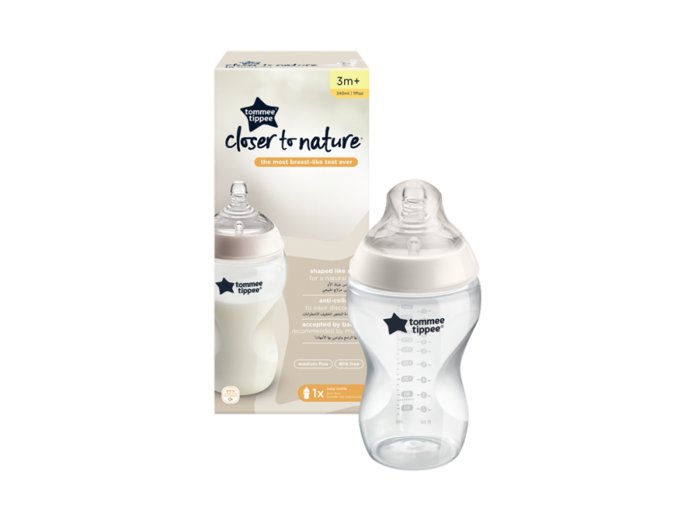 Tommee Tippee Μπιμπερό Closer to nature Mέτριας ροής, 3m+, 340ml