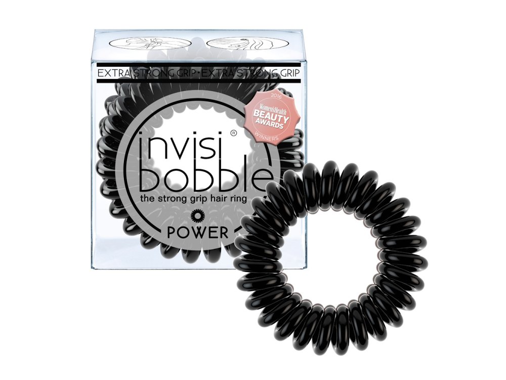 Invisibobble Power True Black, Λαστιχάκια Μαλλιών για πολύ δυνατά πιασίματα μαλλιών, 3τμχ