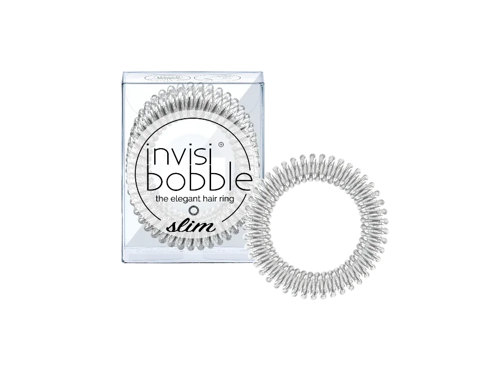 Invisibobble Slim Chrome Sweet Chrome Hair Ring,  Λεπτό Λαστιχάκι Μαλλιών Ασημί, 3τμχ