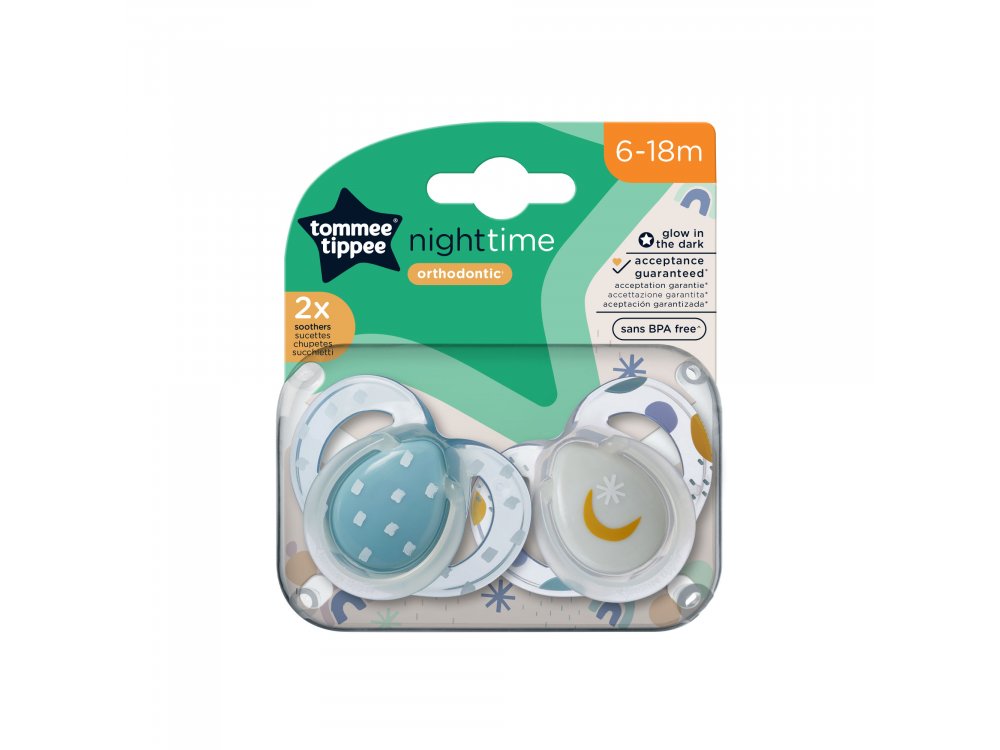 Tommee Tippee Πιπίλες Σιλικόνης Nυκτός για Μωρά από 6-18 Μηνών, 2τμχ