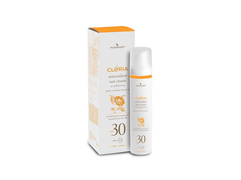Pharmasept Cleria Antioxidant Sun Cream SPF30 Αντηλιακή Κρέμα Προσώπου με Αντιοξειδωτικούς Παράγοντες, 50ml