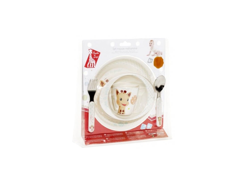 Sophie la Girafe Mealtime Set, Σετ Φαγητού με τη Σόφι με ρηχό πιάτο, βαθύ πιάτο, κουτάλι & ποτήρι, 1σετ