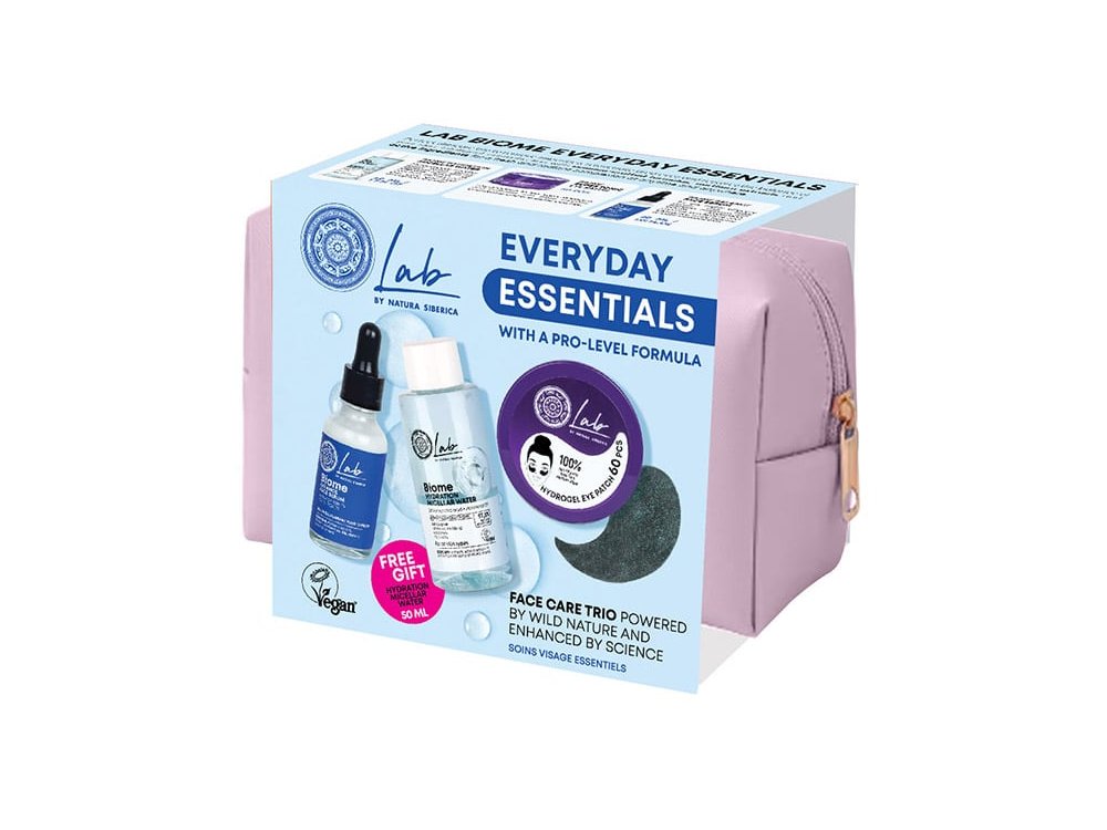 Natura Siberica Promo Lab Biome Everyday Essentials Balance Ορός Προσώπου, 30ml, Super Tonic Επιθέματα Ματιών, 60τεμ, Δώρο Hydration Micellar Water, 50ml & Δώρο Νεσεσέρ, 1τεμ, 1σετ