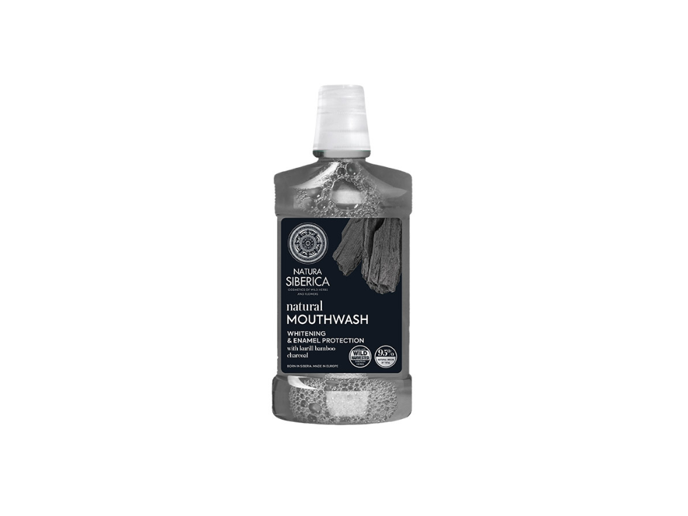 Natura Siberica Natural Mouthwash Bamboo Charcoal Whitening & Enamel Protection Στοματικό Διάλυμα για Λεύκανση, 520ml