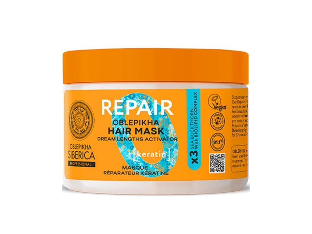 Natura Siberica Oblepikha Repair Keratin Hair Mask, Μάσκα Μαλλιών για Αναδόμηση, 300ml