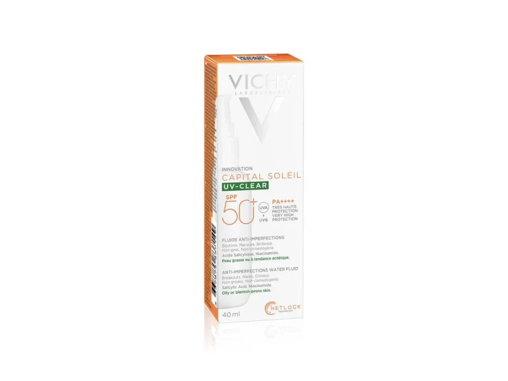 Vichy Capital Soleil UV-Clear SPF50+ Λεπτόρρευστο Αντηλιακό Προσώπου Κατά των Ατελειών & της Λιπαρότητας, 40ml