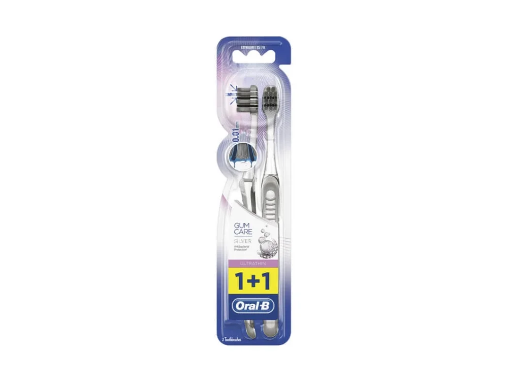 Oral B Ultrathin Gum Care Silver Extrasoft 18 Οδοντόβουρτσα με Αντιβακτηριακή Προστασία 1+1 Δώρο
