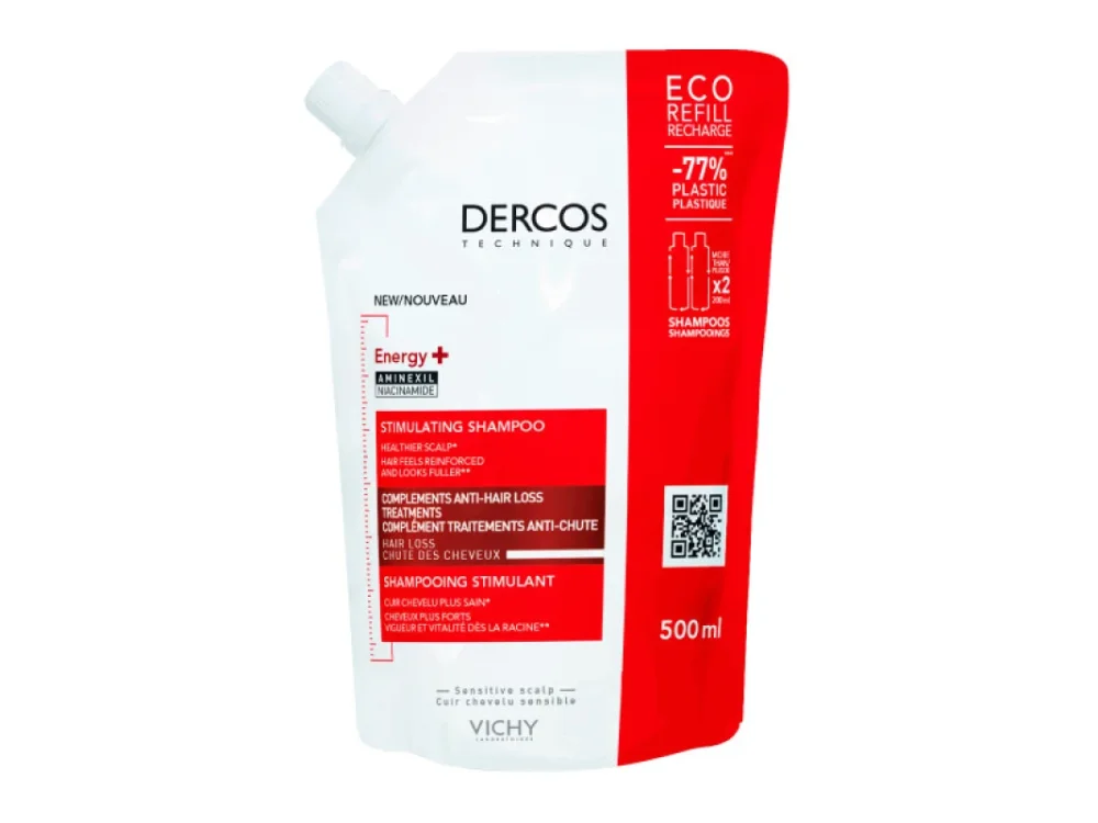 VIichy Dercos Energy+ Stimulating Shampoo Refill, Δυναμωτικό Σαμπουάν Κατά της Τριχόπτωσης, Ανταλλακτικό, 500ml