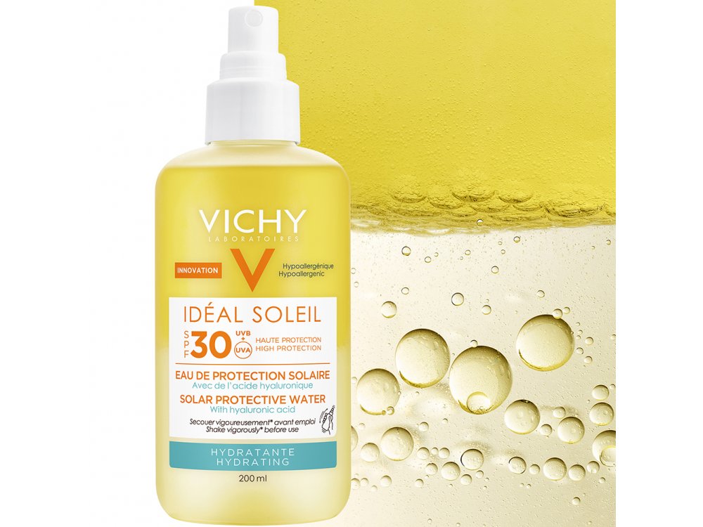 Vichy Ideal Soleil Hydrating Protective Solar Water SPF30 Αντηλιακό Νερό Προστασίας & Ενυδάτωσης με Υαλουρονικό Οξύ, 200ml