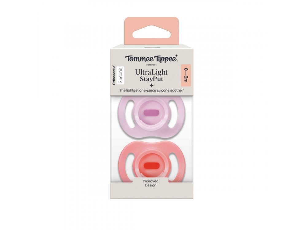 Tommee Tippee Ultra Light Σετ Σιλικονούχες Πιπίλες 2 τμχ Για 0-6 Μηνών Σε Διάφορα Χρώματα, 2τμχ