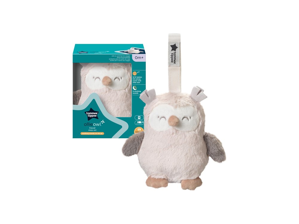 Tommee Tippee Deluxe Ollie Owl Baby Sleep with Soothing Sounds & Night Light, Συσκευή με Λευκούς ήχους Travel Size, 1pc