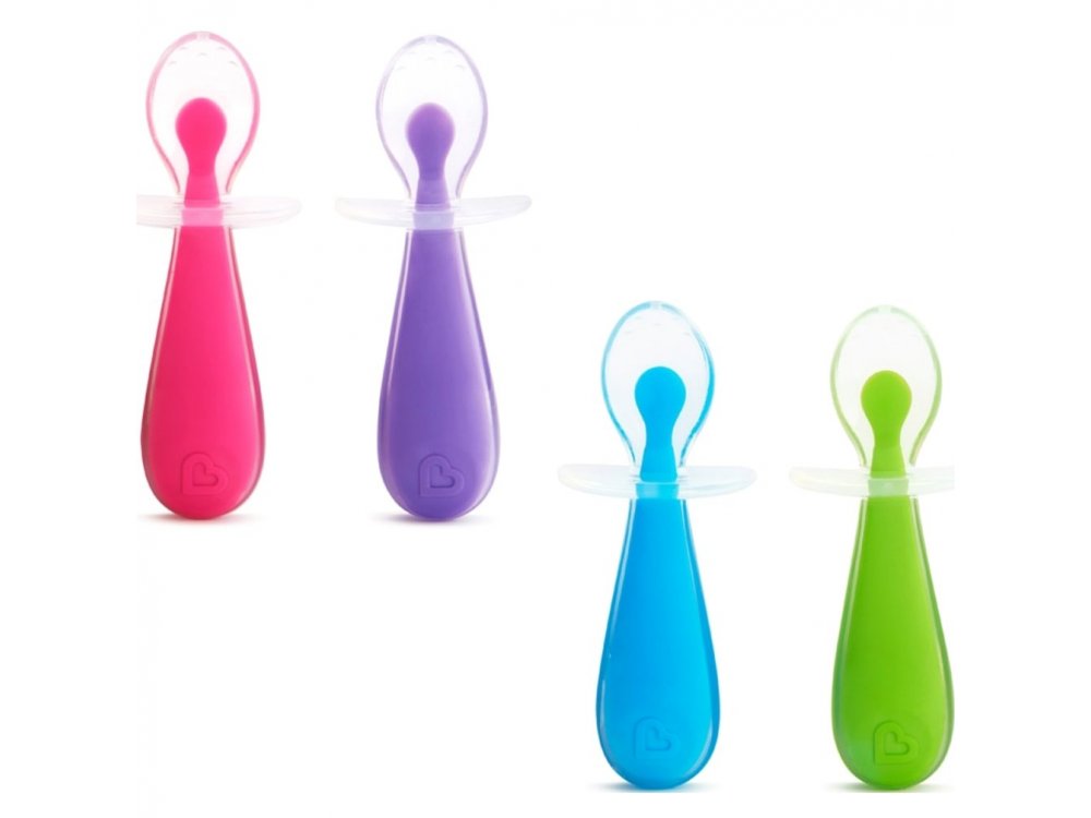 Munchkin Gentle Silicone Spoons, Εκπαιδευτικά Παιδικά Κουτάλια Σιλικόνης, 6m+, 2τμχ
