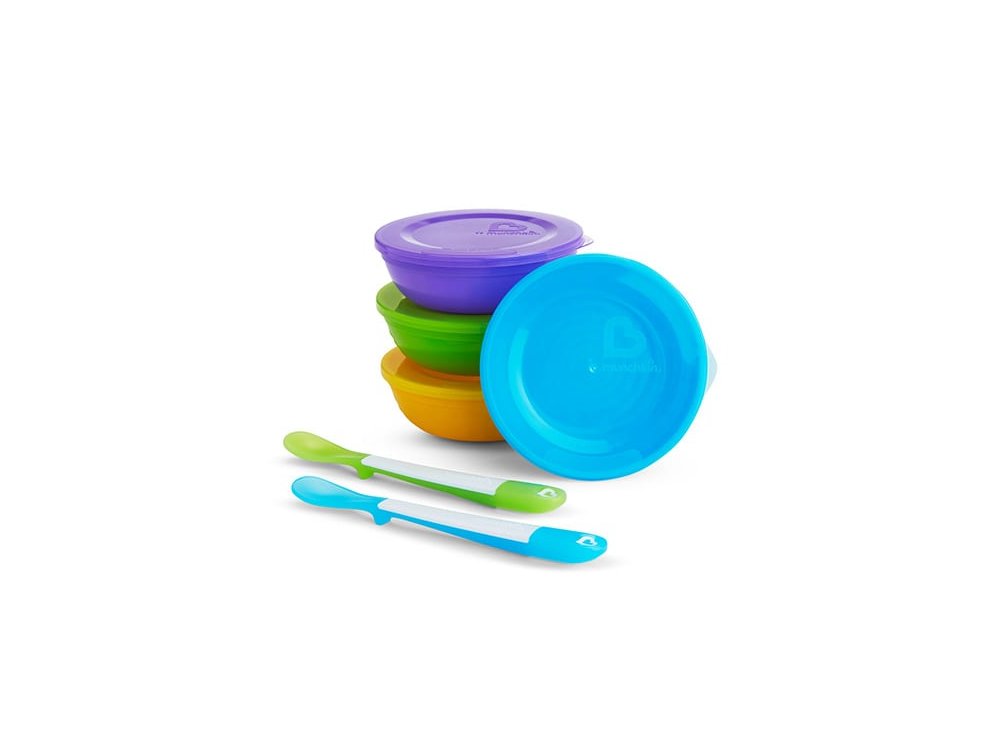 Μunchkin Love-A-Bowls Set, Μπολ Μεταφοράς 4τμχ & Κουτάλι Σιλικόνης 2τμχ