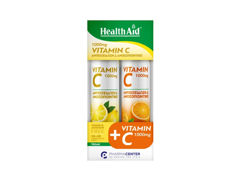 Health Aid Vitamin C 1000mg Lemon & Orange Promo 1+1, 2x20eff.tabs